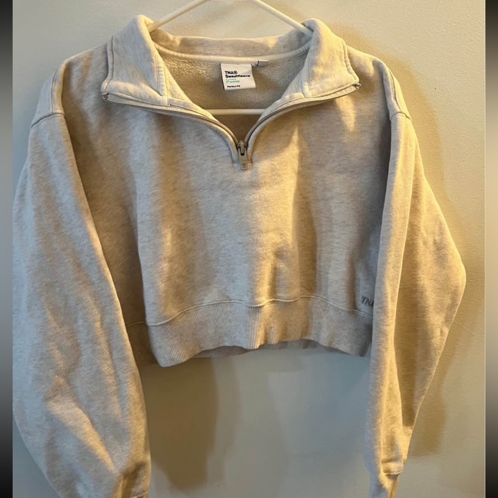 TNA Oatmeal Heather Cropped 3/4 Zip